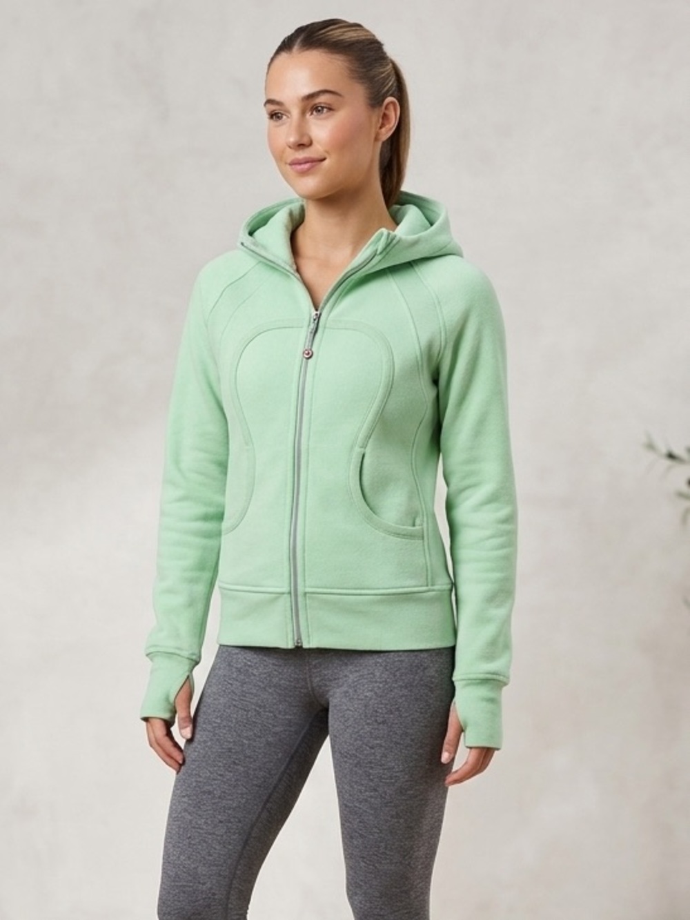 Lululemon Scuba Full Zip Hoodie Jacket Green Mint Size 4 Fleece Athleisure Yoga